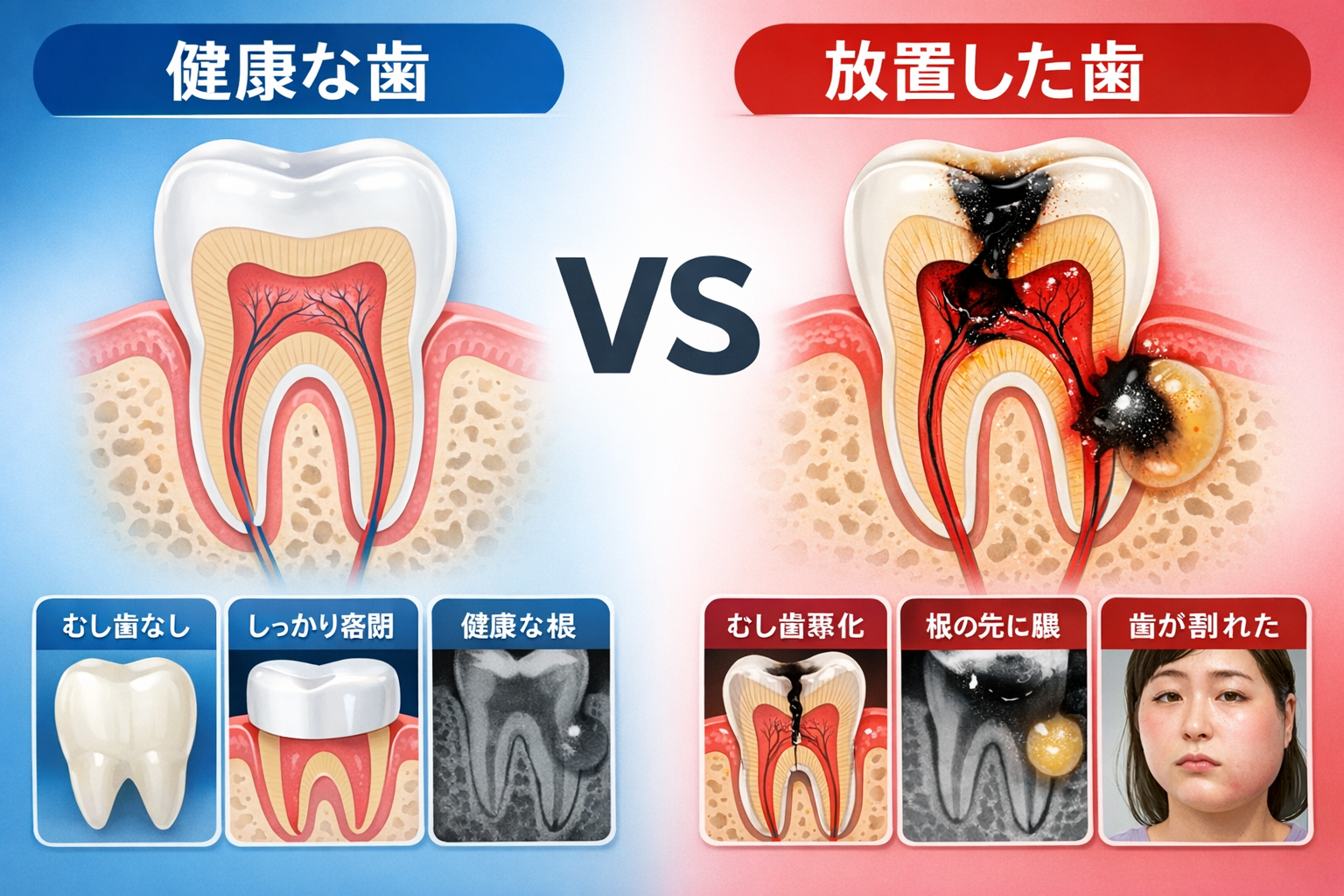治療中の歯を放置してしまうとどうなるか